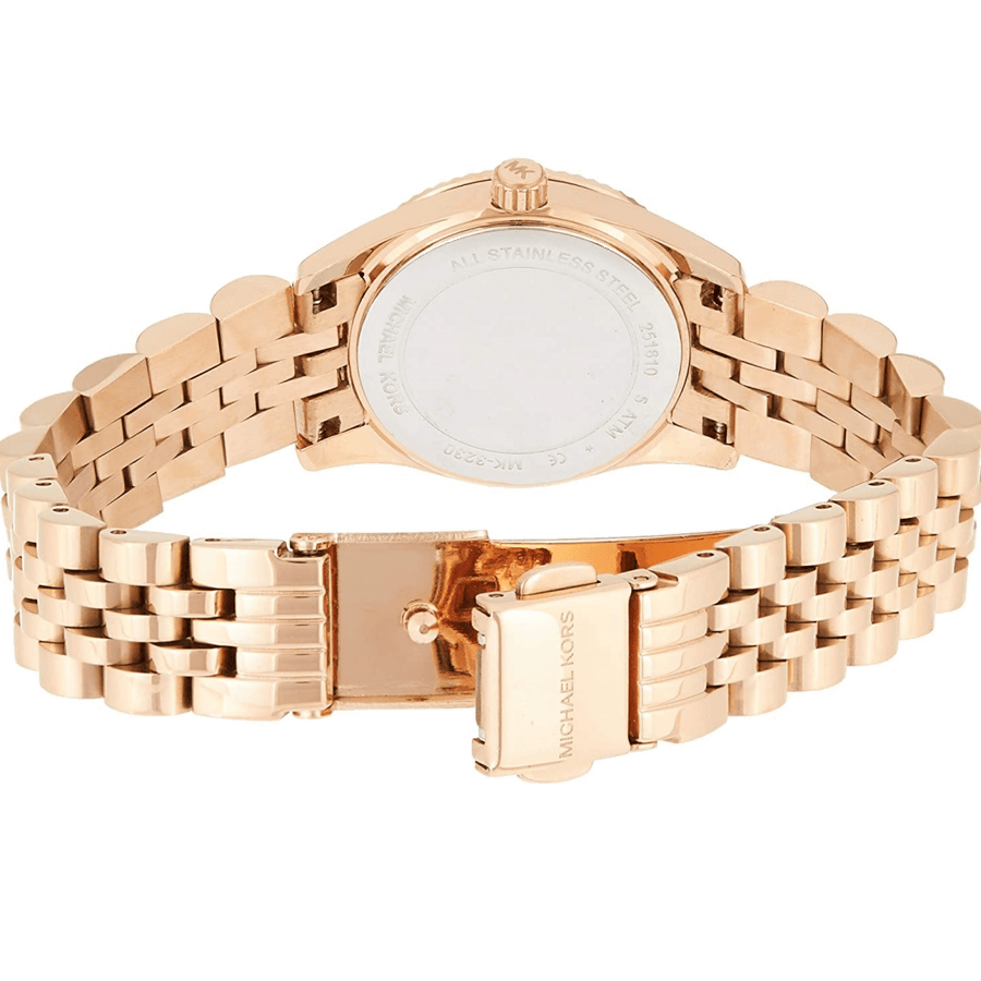 Michael Kors Lexington Quartz White Dial Rose Gold Steel Strap Watch For Women - MK3230