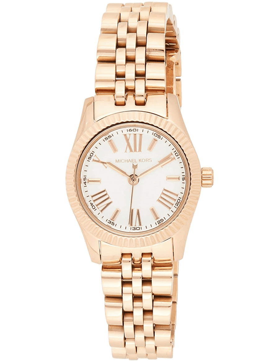 Michael Kors Lexington Quartz White Dial Rose Gold Steel Strap Watch For Women - MK3230