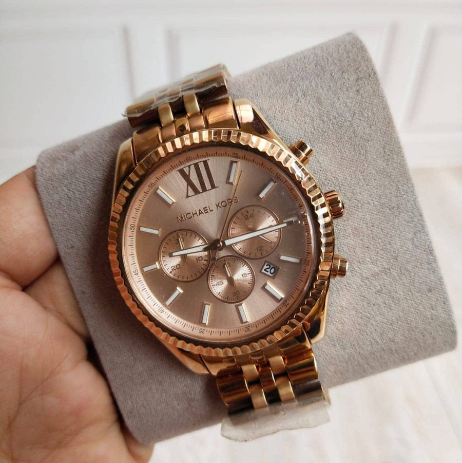 Michael Kors Lexington Rose Gold Dial Rose Gold Steel Strap Watch for Men - MK8319
