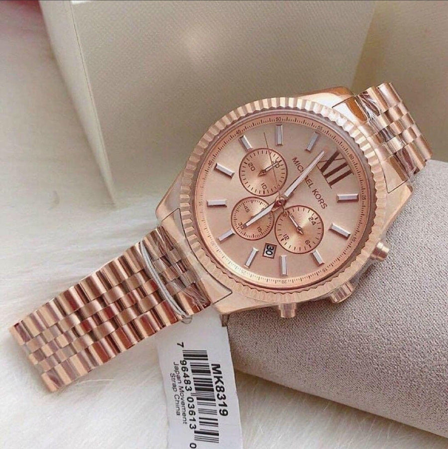 Michael Kors Lexington Rose Gold Dial Rose Gold Steel Strap Watch for Men - MK8319