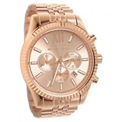 Michael Kors Lexington Rose Gold Dial Rose Gold Steel Strap Watch for Men - MK8319