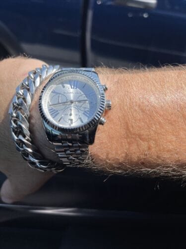 Michael Kors Lexington Silver Dial Silver Steel Strap Watch for Women - MK5555