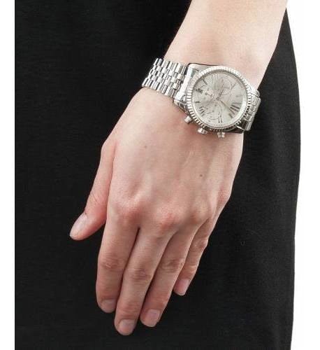 Michael Kors Lexington Silver Dial Silver Steel Strap Watch for Women - MK5555