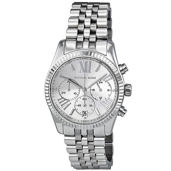 Michael Kors Lexington Silver Dial Silver Steel Strap Watch for Women - MK5555