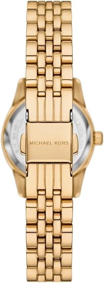 Michael Kors Lexington Three-Hand Blue Dial Gold Steel Strap Watch for Women - MK4802