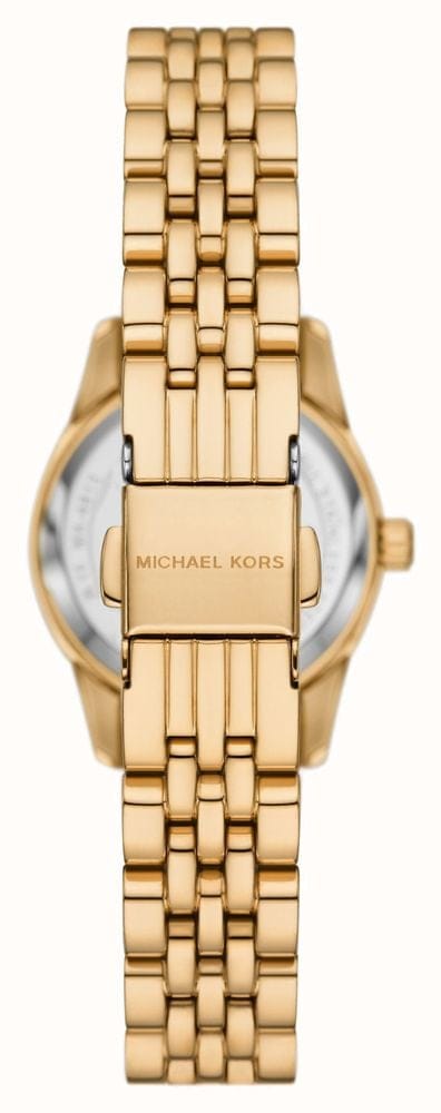 Michael Kors Lexington Three Hand Blue Dial Gold Steel Strap Watch for Women - MK4813