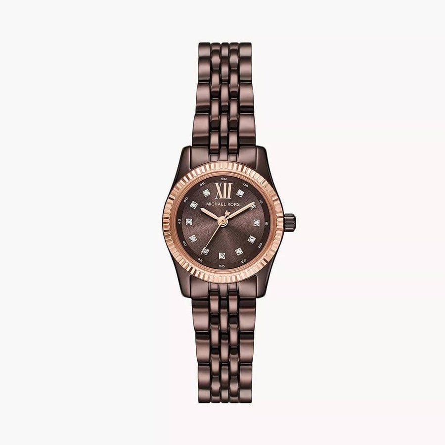 Michael Kors Lexington Three-Hand Brown Dial Brown Steel Strap Watch for Women - MK4844