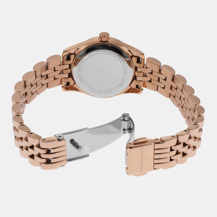 Michael Kors Lexington Three Hand Rose Gold Dial Rose Gold Steel Strap Watch For Women - MK4739