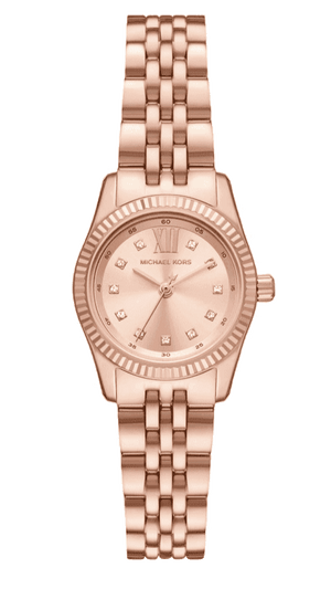 Michael Kors Lexington Three Hand Rose Gold Dial Rose Gold Steel Strap Watch For Women - MK4739