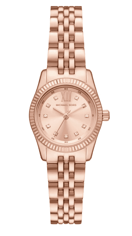 Michael Kors Lexington Three Hand Rose Gold Dial Rose Gold Steel Strap Watch For Women - MK4739