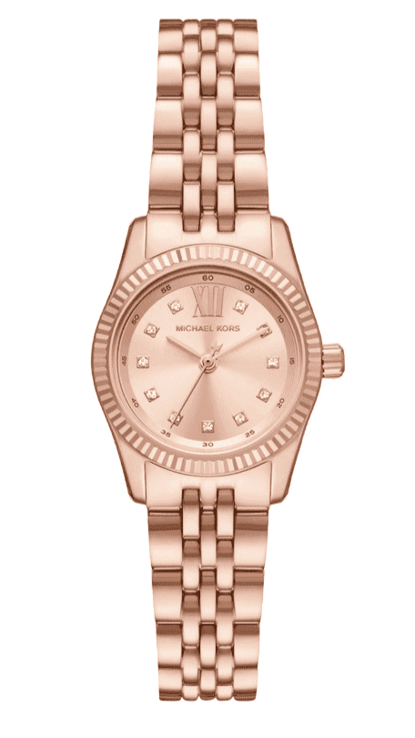 Michael Kors Lexington Three Hand Rose Gold Dial Rose Gold Steel Strap Watch For Women - MK4739