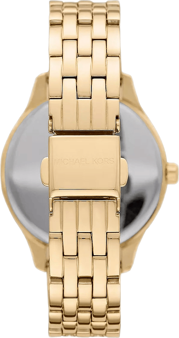 Michael Kors Lexington Three Hand White Dial Gold Steel Strap Watch For Women - MK4492