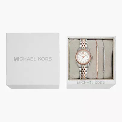 Michael Kors Lexington Three-Hand White Dial Two Tone Steel Strap Watch for Women - MK4817
