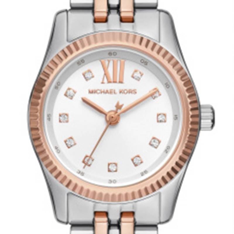 Michael Kors Lexington Three-Hand White Dial Two Tone Steel Strap Watch for Women - MK4817