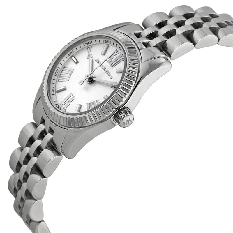 Michael Kors Lexington Quartz White Dial Silver Steel Strap Watch For Women - MK3228