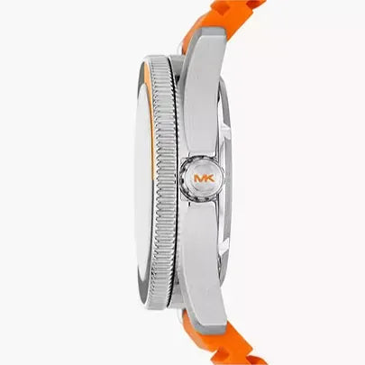 Michael Kors Maritime Three-Hand Analog Black Dial Orange Silicone Strap Watch for Men - MK9157