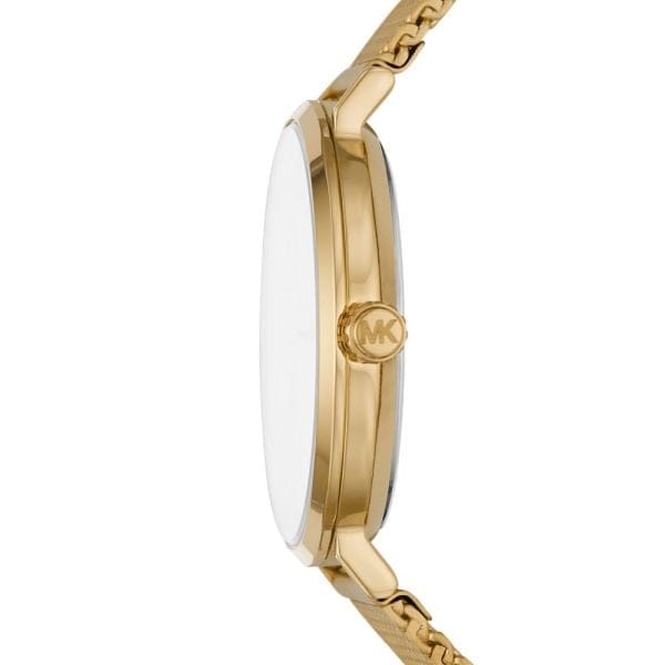Michael Kors Auden Three Hand White Dial Gold Mesh Strap Watch for Women - MK7150