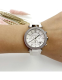 Michael Kors Parker White Dial White Leather Strap Watch for Women - MK2277