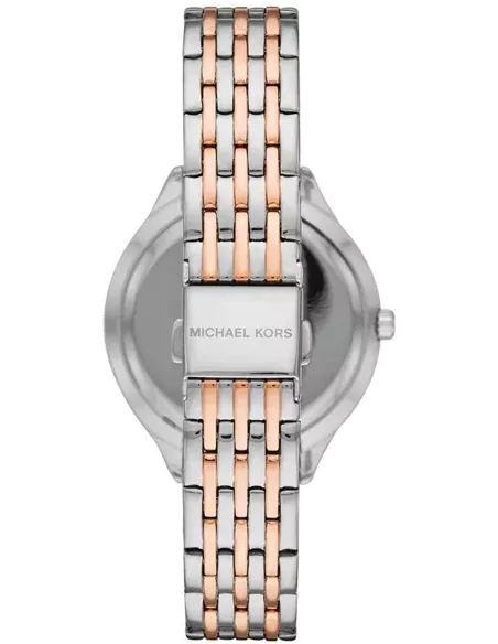 Michael Kors Mindy Three Hand White Dial Two Tone Steel Strap Watch For Women - MK7077