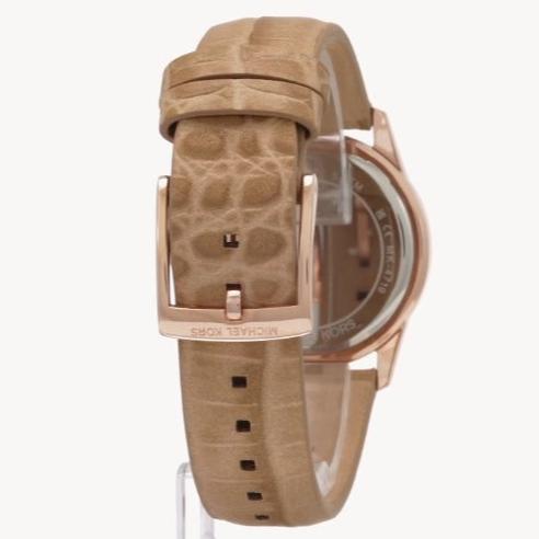 Michael Kors Mini Everest Crystals White Dial Brown Leather Strap Watch for Women - MK4719