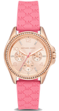 Michael Kors Mini Pilot Quartz Rose Gold Dial Pink Silicone Strap Watch For Women - MK7375