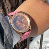 Michael Kors Mini Pilot Quartz Rose Gold Dial Pink Silicone Strap Watch For Women - MK7375