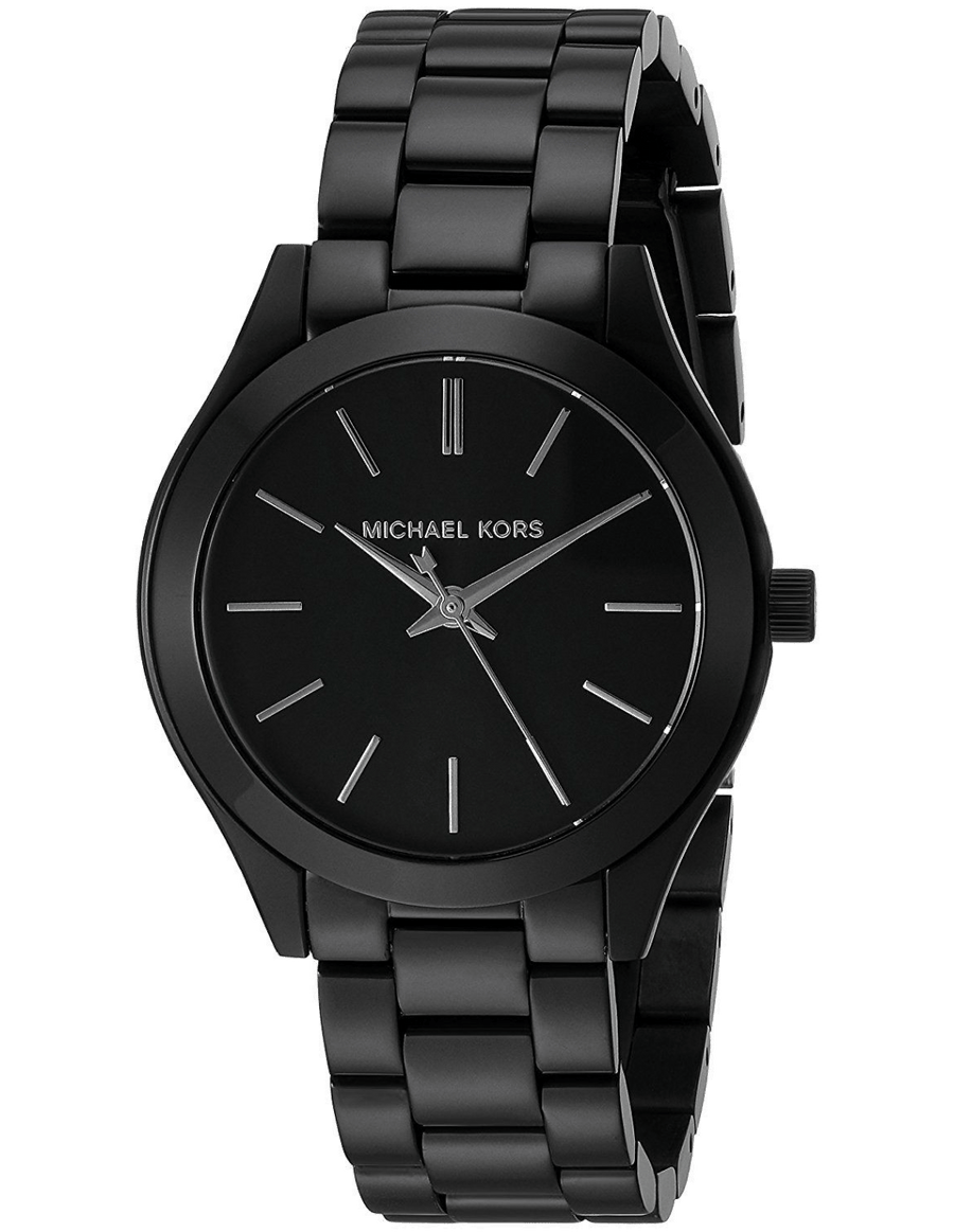 Michael Kors Mini Slim Runway Black Dial Black Steel Strap Watch for Women - MK3587