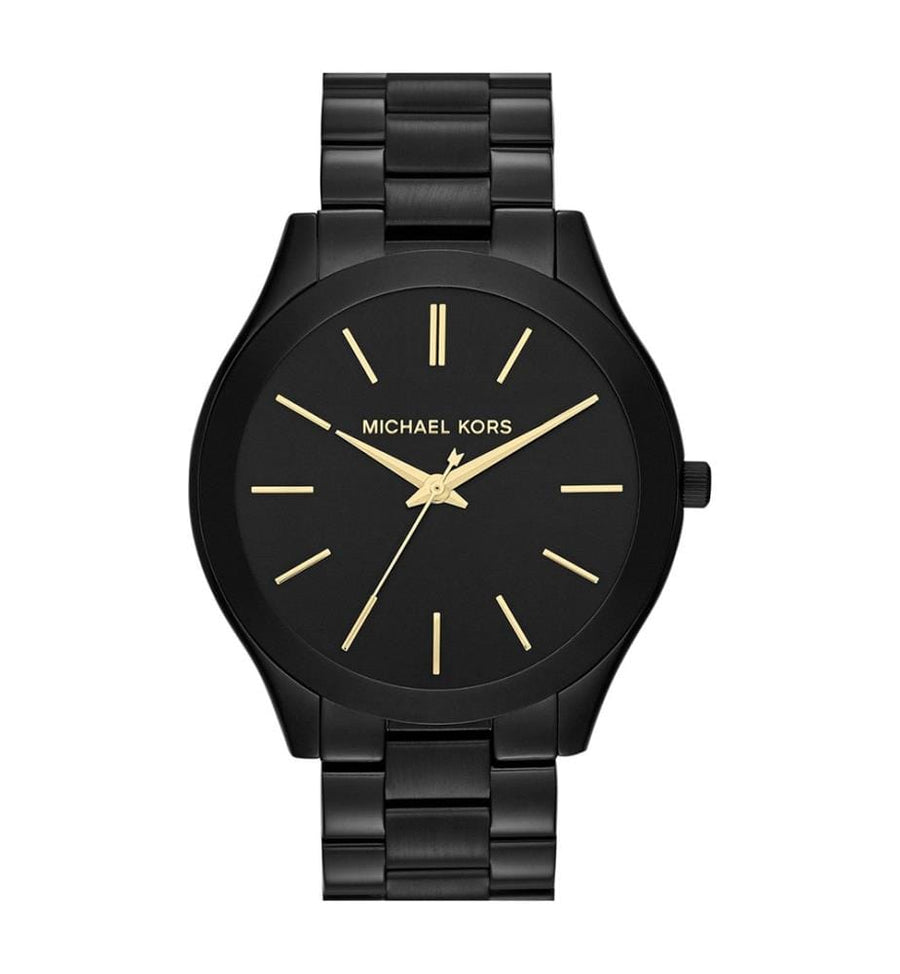 Michael Kors Mini Slim Runway Black Dial Black Steel Strap Watch for Women - MK3587