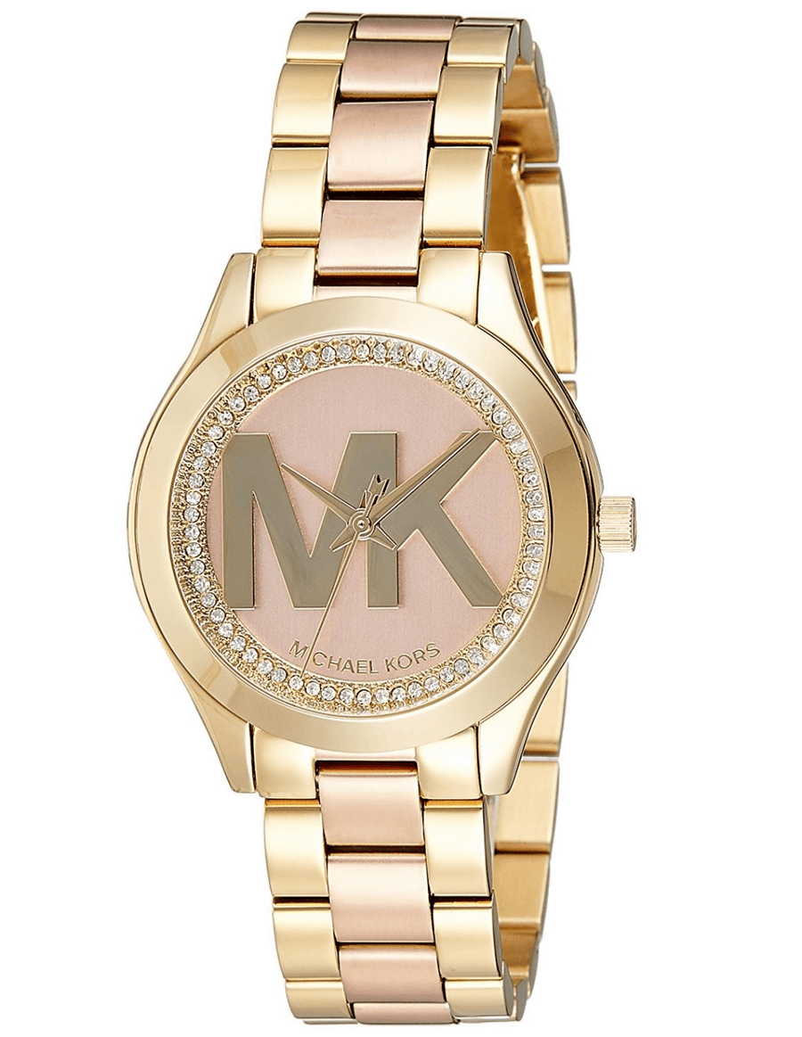 Michael Kors Mini Slim Runway Rose Gold Dial Two Tone Steel Strap Watch for Women - MK3650