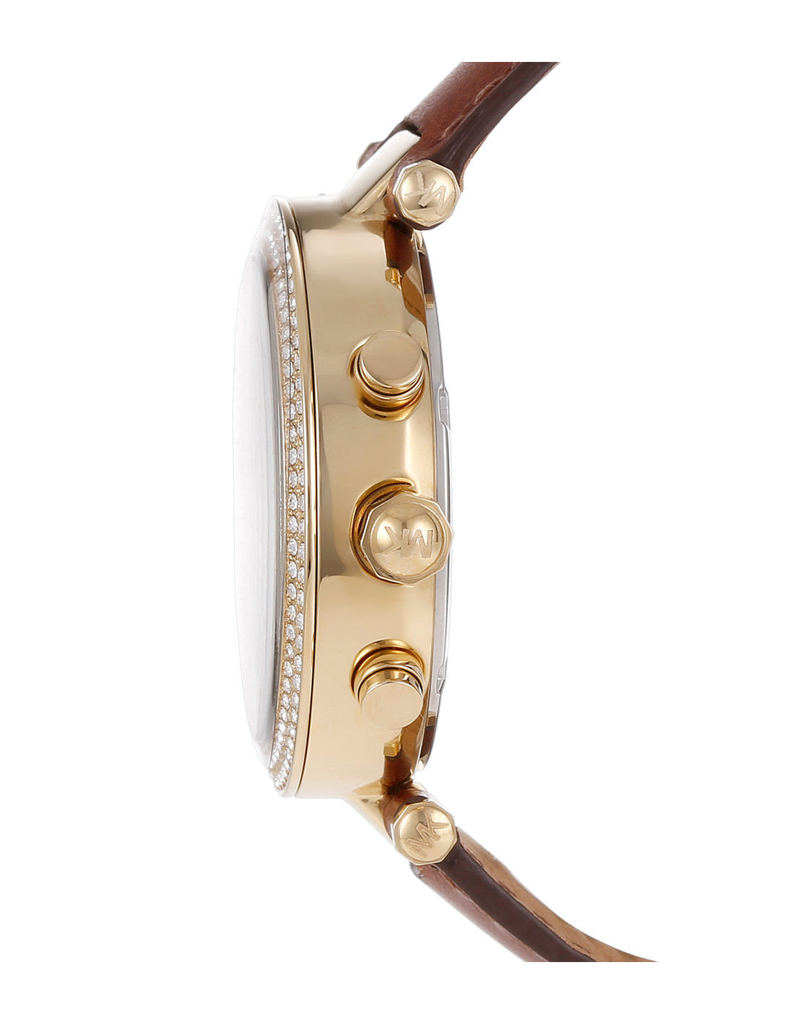 Michael Kors Parker Champagne Dial Brown Leather Strap Watch for Women - MK2249
