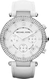 Michael Kors Parker White Dial White Leather Strap Watch for Women - MK2277