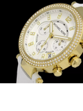 Michael Kors Parker White Dial with Diamonds White Leather Strap Watch for Women - MK2290