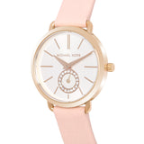 Michael Kors Petite Portia Silver Dial Pink Rubber Strap Watch For Women - MK2735