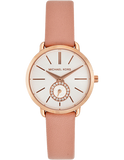 Michael Kors Petite Portia Silver Dial Pink Rubber Strap Watch For Women - MK2735