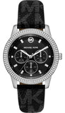 Michael Kors Tibby Chronograph Black Dial Black Leather Strap Watch For Women - MK2976