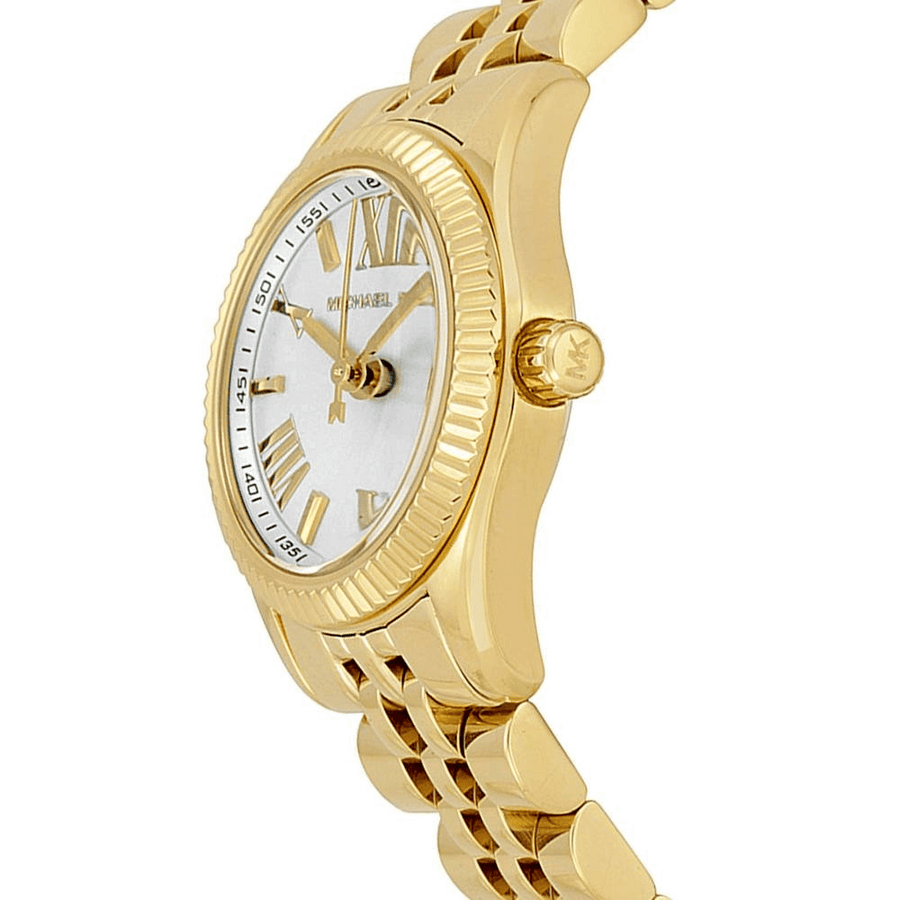 Michael Kors Lexington Quartz Silver Dial Gold Steel Strap Watch For Women - MK3229