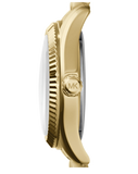 Michael Kors Lexington Quartz Blue Dial Gold Steel Strap Watch For Women - MK3271