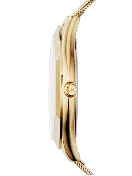 Michael Kors Slim Runway Champagne Dial Gold Mesh Bracelet Watch for Women - MK3282