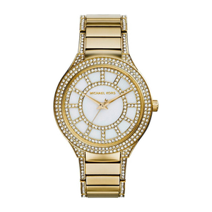 Michael Kors Kerry Mother of Pearl Dial Gold Steel Strap Watch for Women - MK3312