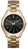 Michael Kors Runway Black Dial Gold Steel Strap Watch for Women - MK3478