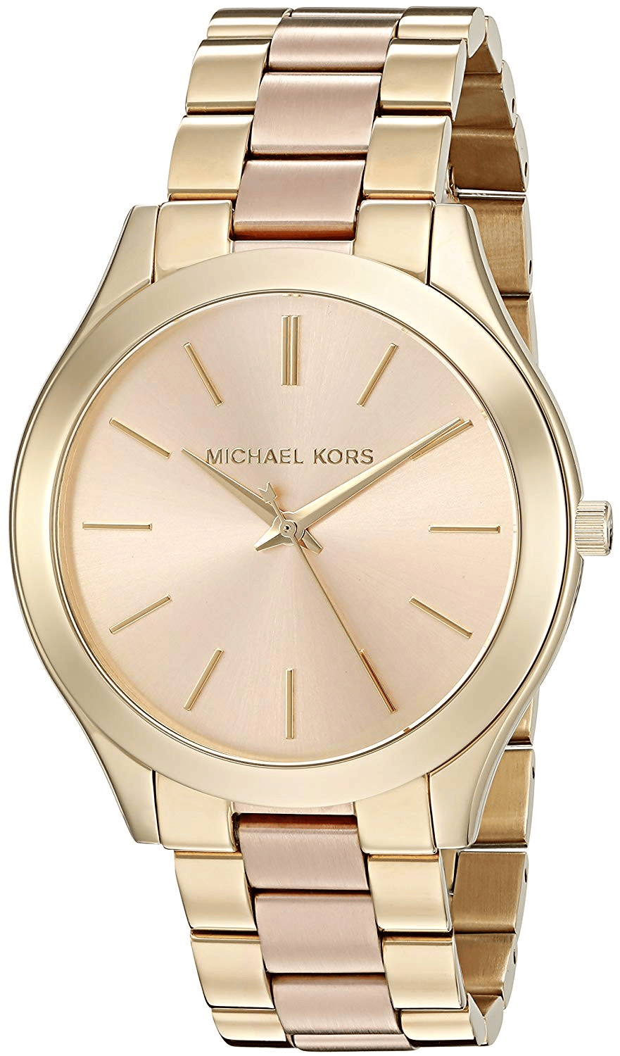 Michael Kors Slim Runway Pink Dial Two Tone Steel Strap Watch for Women - MK3493