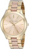 Michael Kors Slim Runway Pink Dial Two Tone Steel Strap Watch for Women - MK3493