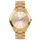 Michael Kors Slim Runway Pink Dial Two Tone Steel Strap Watch for Women - MK3493