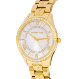 Michael Kors Lauryn Mother of Pearl White Dial Gold Steel Strap Watch for Women - MK3899