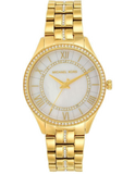 Michael Kors Lauryn Mother of Pearl White Dial Gold Steel Strap Watch for Women - MK3899