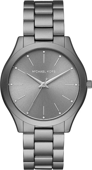 Michael Kors Slim Runway Quartz Grey Dial Grey Steel Strap Watch For Women - MK4506