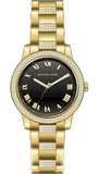 Michael Kors Tibby Multifunction Analog Black Dial Gold Steel Strap Watch for Women - MK4684