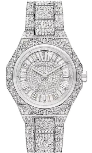 Michael Kors Raquel Three Hand Crystals Silver Dial Silver Steel Strap Watch For Women - MK4691