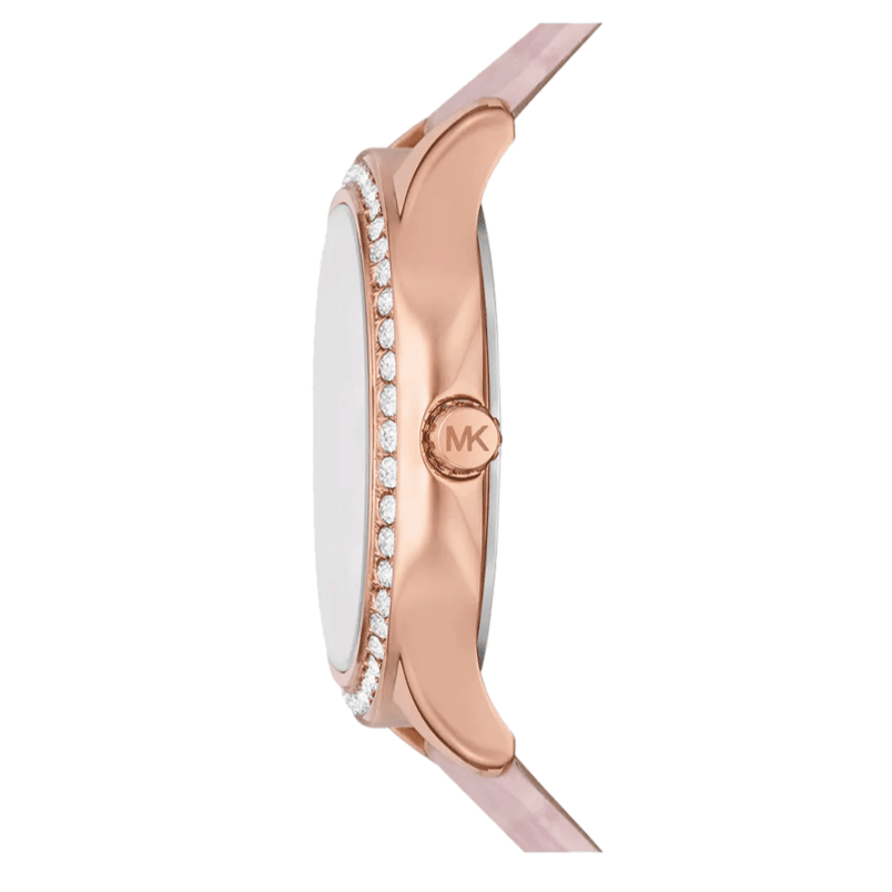 Michael Kors Sage Three-Hand Mother of Pearl Pink Dial Pink Leather Strap Watch for Women - MK4820