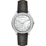 Michael Kors Sage Three-Hand Mother of Pearl White Dial Black Leather Strap Watch for Women - MK4821